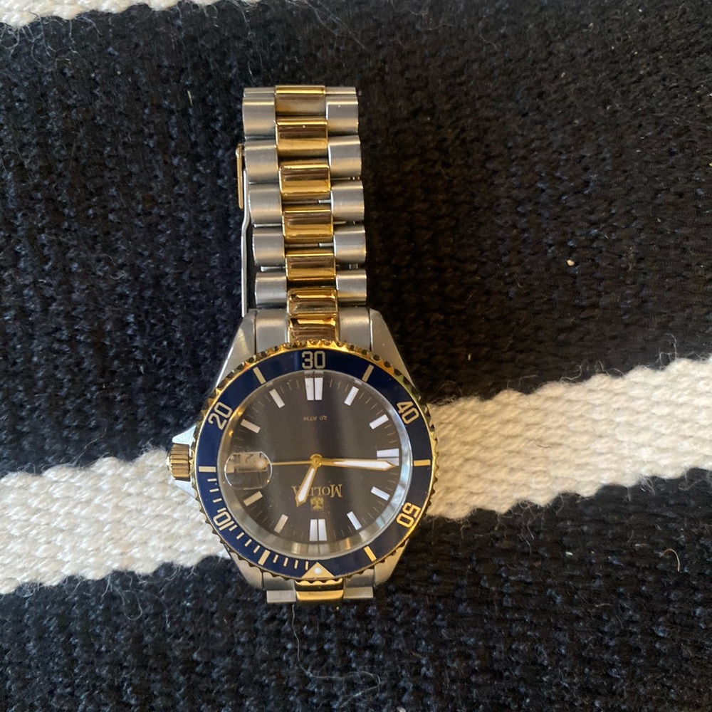 Molina Two-Tone Stainless Steel Watch with Blue Bezel